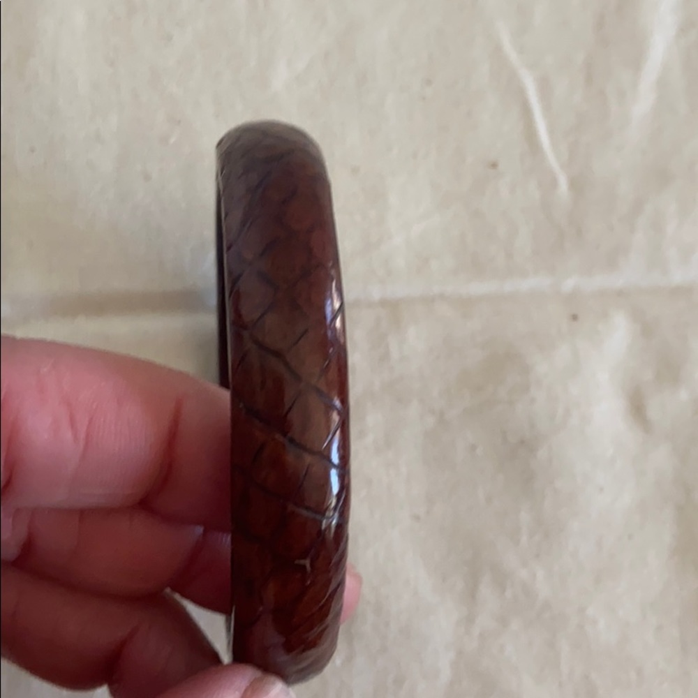 Brown Leather Bangle Bracelet - image 2